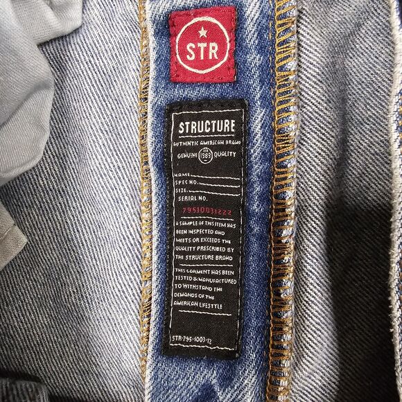 Vintage Structure Jeans Mens 34x34 90s Straigt Skater Baggy Grunge Streetwear - Picture 4 of 15